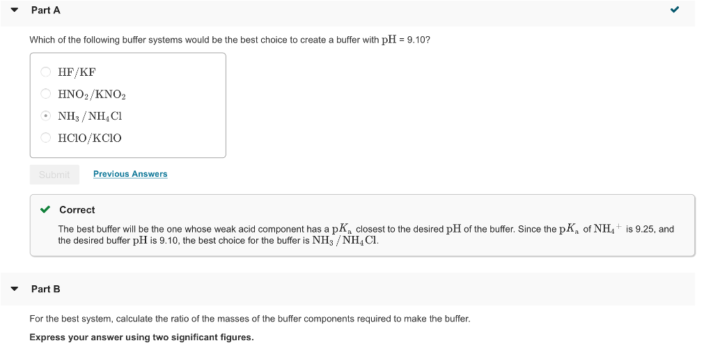 Solved: Part A Which Of The Following Buffer Systems Would... | Chegg.com