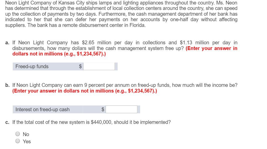 Solved Neon Light Company of Kansas City ships lamps and