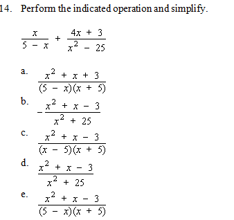 Solved Perform the indicated operation and simplify. x/5 - | Chegg.com