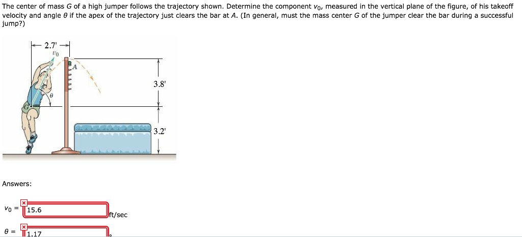Solved The center of mass G of a high jumper follows the | Chegg.com