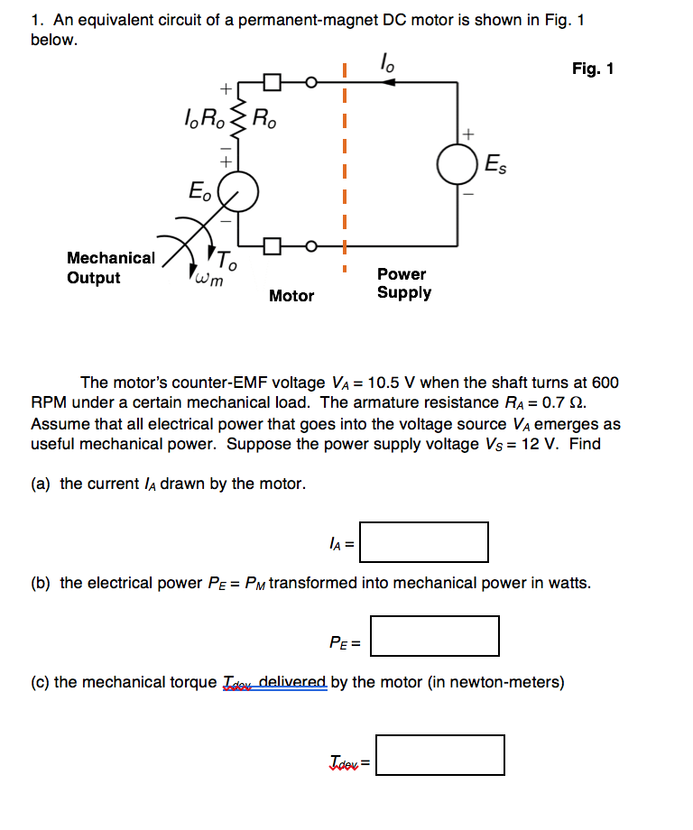 Solved 1. An equivalent circuit of a DC