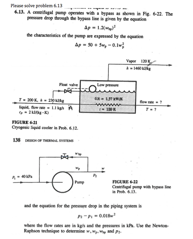 A centrifugal pump operates with a bypass as shown in