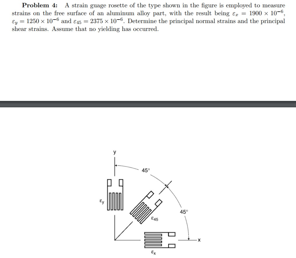 Solved Problem 4: A strain guage rosette of the type shown | Chegg.com