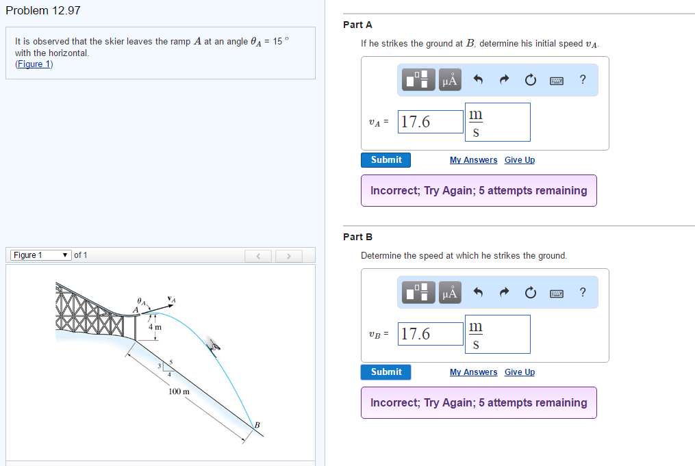 Solved It is observed that the skier leaves the ramp A at an