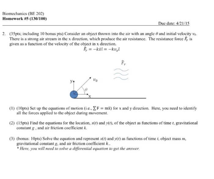 2. Consider an object thrown into the air with an | Chegg.com