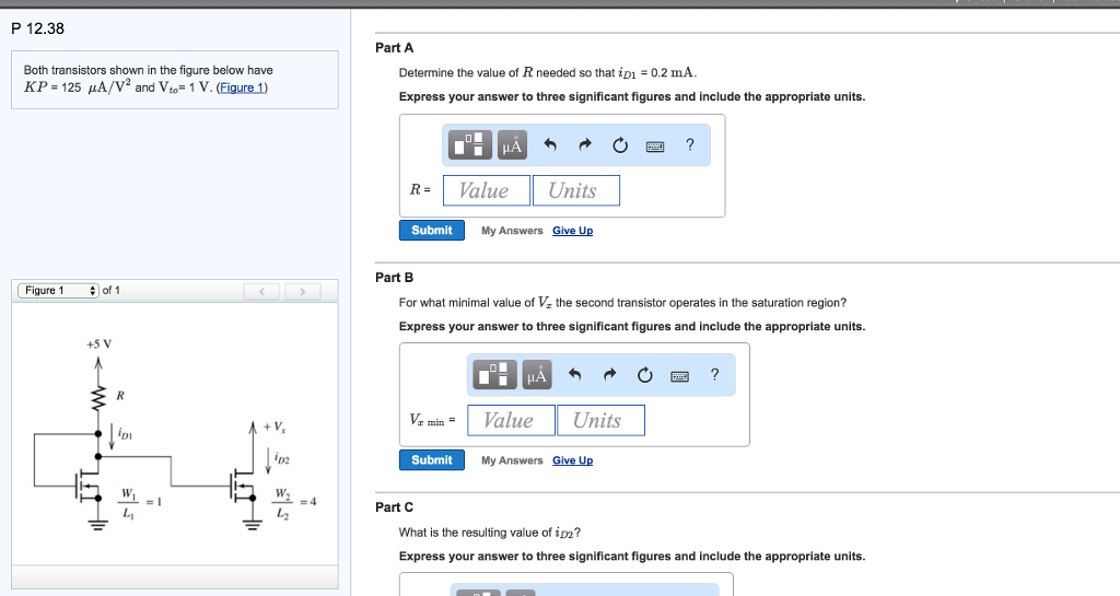 Solved P 12.38 Part A Both transistors shown in the figure | Chegg.com