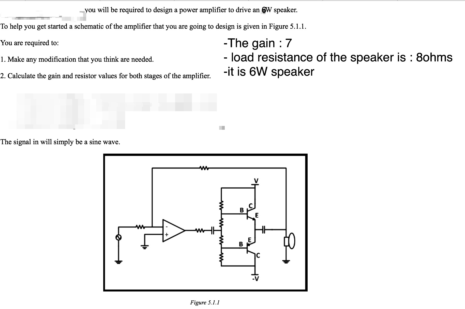 Solved you will be required to design a power amplifier to Circuit Diagram