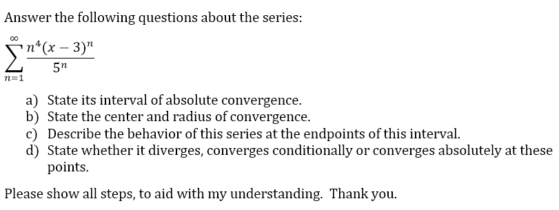 Solved Answer the following questions about the series: | Chegg.com