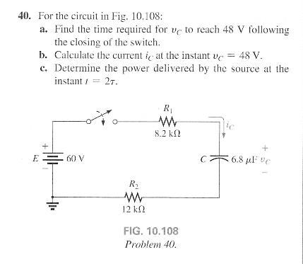 Solved For the circuit in Fig. 10.108: Find the time | Chegg.com