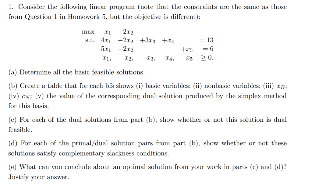Solved 1. Consider the following linear program (note that | Chegg.com