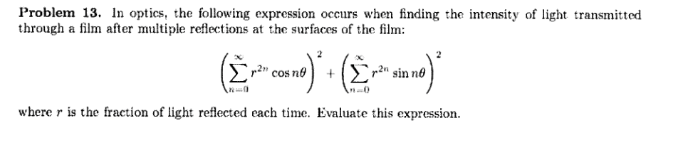 Optics Expression In Math Example Solved Problem 13. In optics, the following expression | Chegg.com