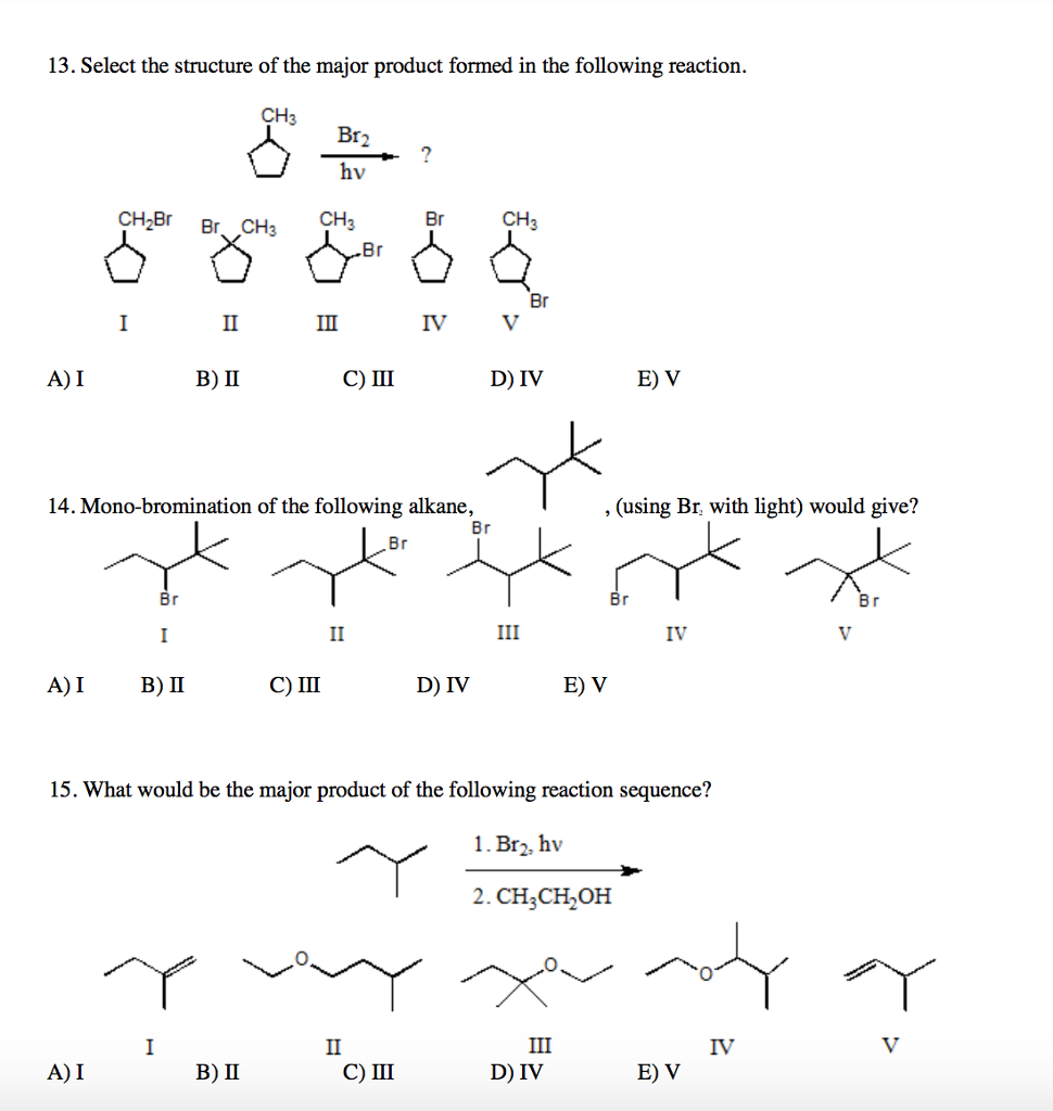 Solved 13. Select The Structure Of The Major Product Formed | Chegg.com