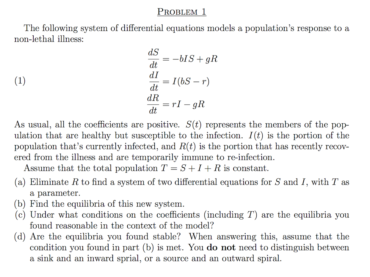 The following system of differential equations models | Chegg.com