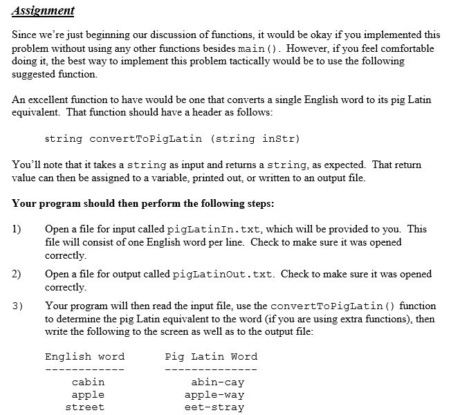 Solved Program English to Pig Latin Introduction As most of | Chegg.com