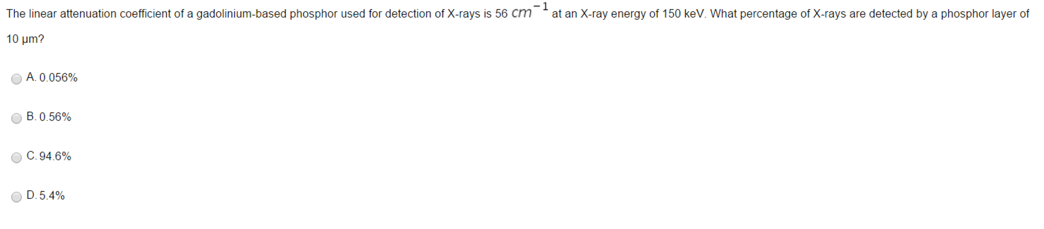 Solved The linear attenuation coefficient of a | Chegg.com