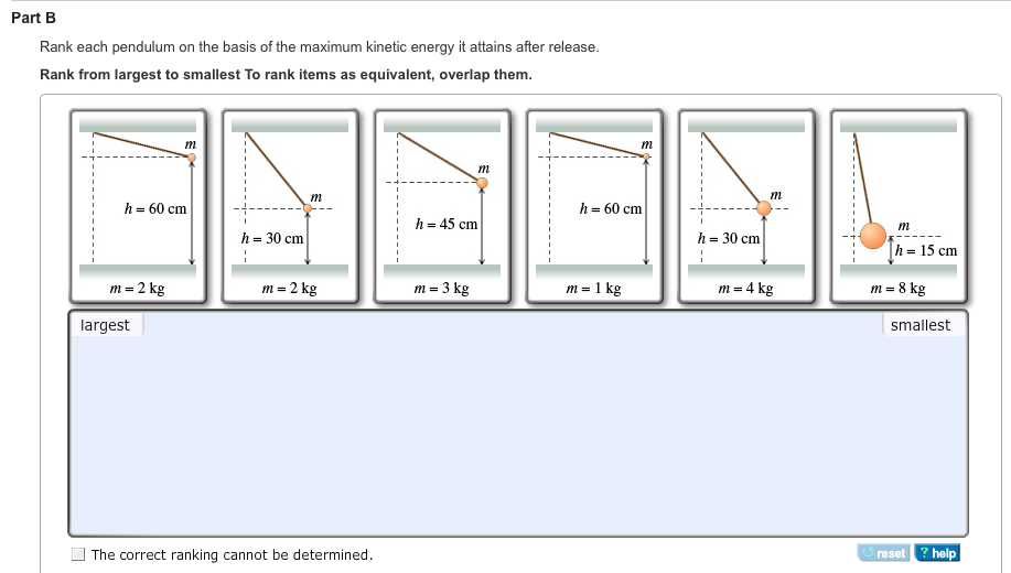 Solved Part B Rank each pendulum on the basis of the maximum | Chegg.com