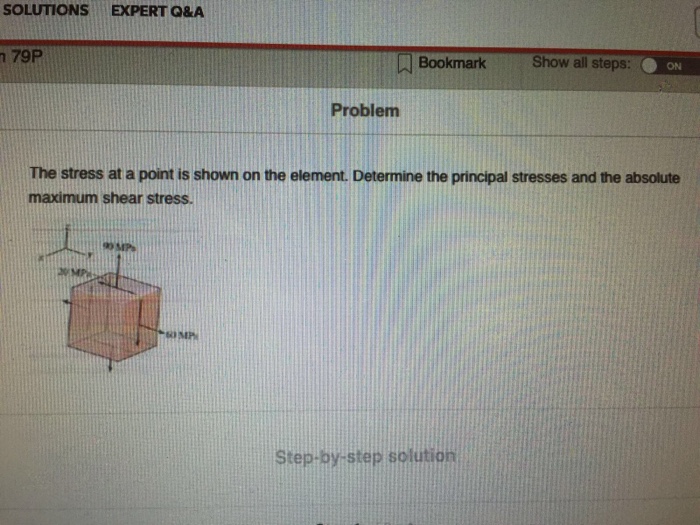 Solved Problem Determine The Principal Stresses And Absolute 9894