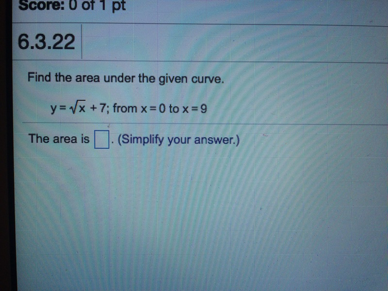 Solved Find the area under the given curve. y = squareroot x | Chegg.com