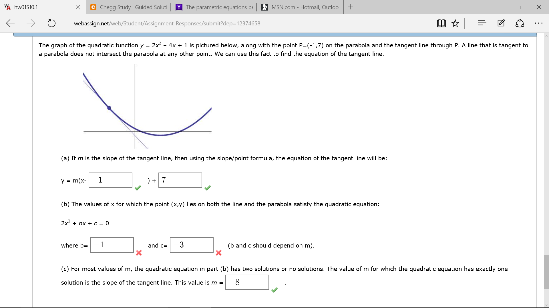 Solved The graph of the quadratic function y = 2x^2 4x + 1