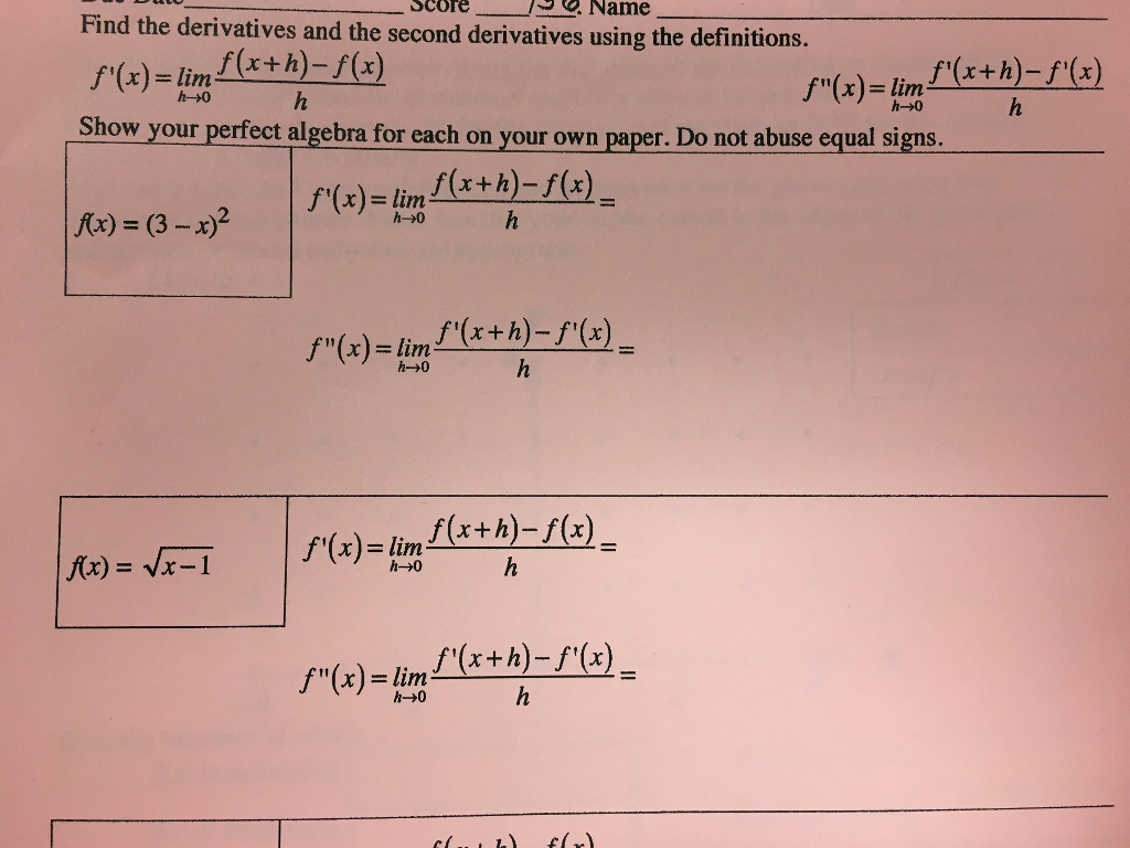 Solved Find The Derivatives And The Second Derivatives Using 9249