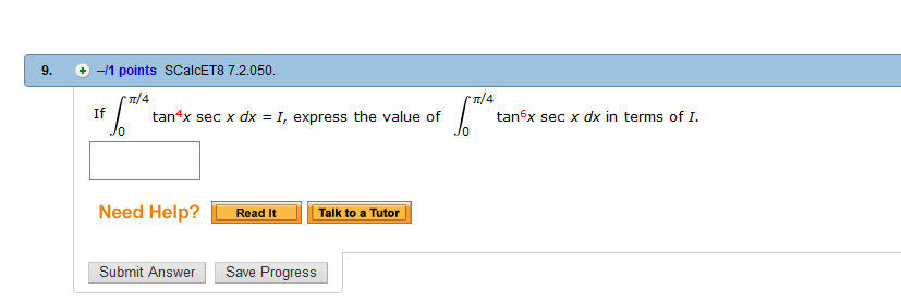 integral of tan 2x from 0 to pi 4