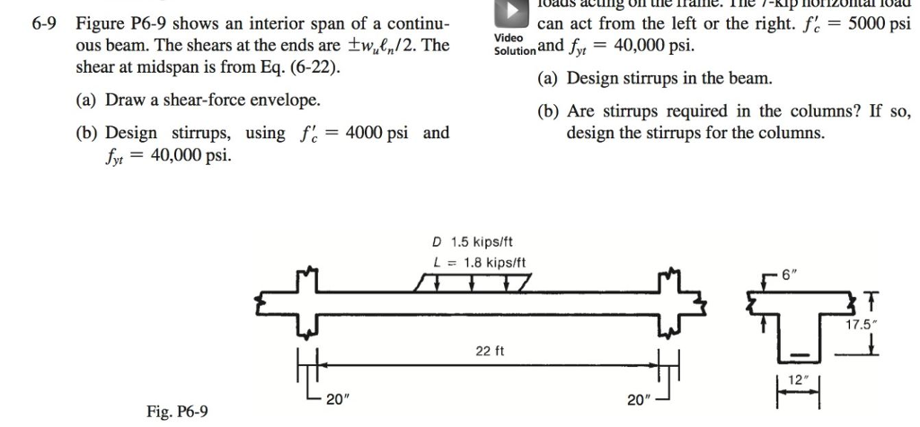 Solved 6-9 Figure P6-9 shows an interior span of a continu | Chegg.com