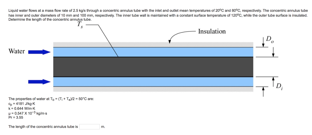 Solved Liquid water flows at a mass flow rate of 2.5 kg/s | Chegg.com