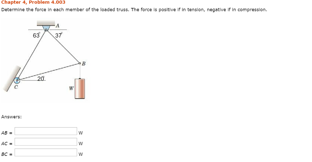 Solved Chapter 4, Problem 4.003 Determine the force in each | Chegg.com