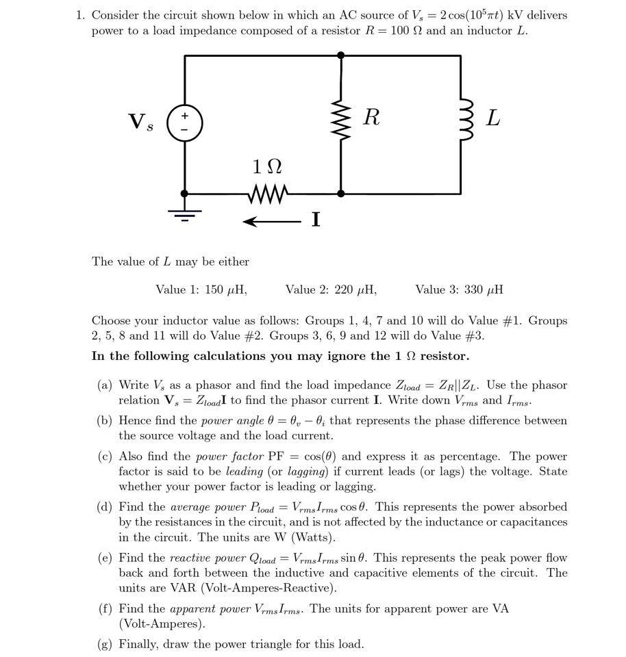 Solved Consider the circuit shown below in which an AC | Chegg.com