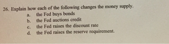 Solved Explain How Each Of The Following Changes The Money | Chegg.com