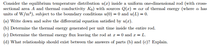 Solved Consider the equilibrium temperature distribution | Chegg.com