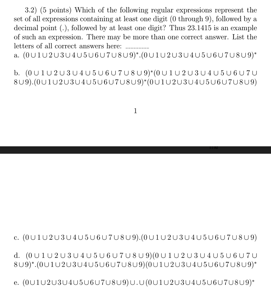 Solved Which of the following regular expressions represent | Chegg.com