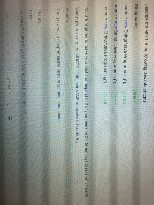 Solved Describe the effect of the following Java statements | Chegg.com