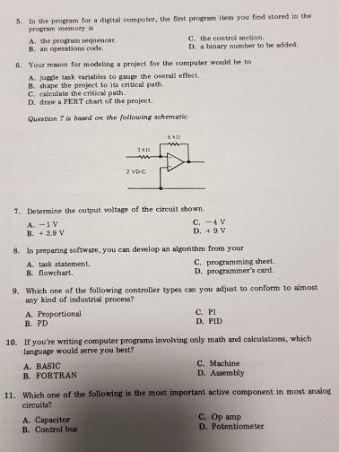 Solved EXAMINATION 2712A. Basic Industrial Computer Systems | Chegg.com
