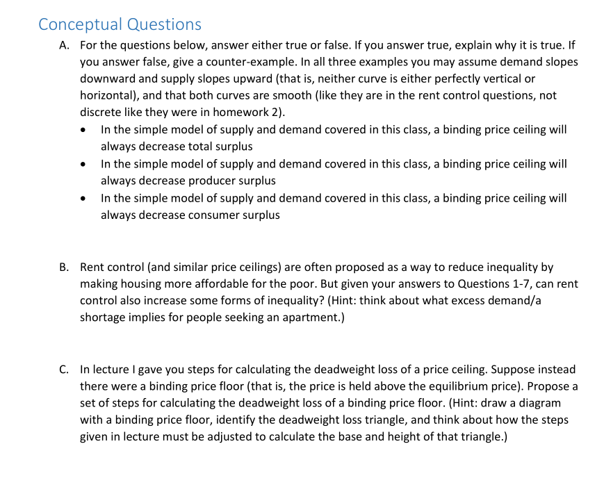 Solved Conceptual Questions For the questions below, answer | Chegg.com