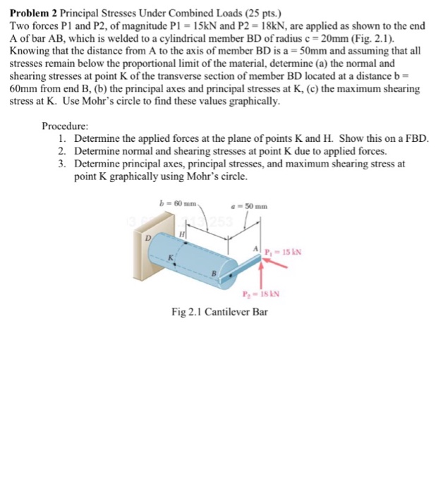 Solved Problem 2 Principal Stresses Under Combined Loads | Chegg.com