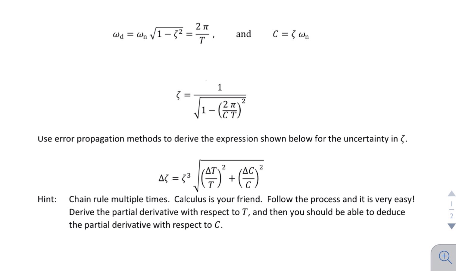 Use Error Propagation Methods To Derive The | Chegg.com