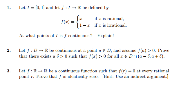 Solved Let I = [0,1] and let f : I rightarrow R be defined | Chegg.com