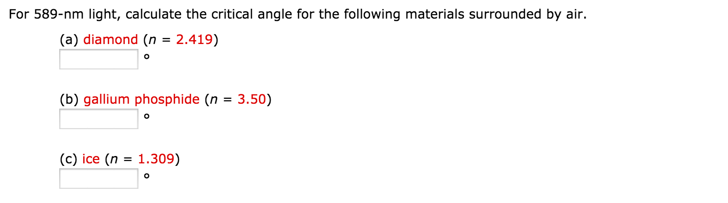 critical angle physics calculator