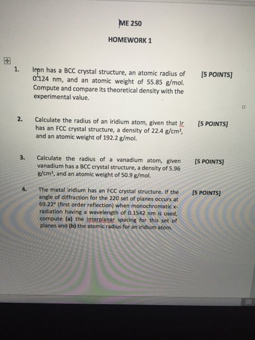 Solved Iron has a BCC crystal structure, an atomic radius of | Chegg.com