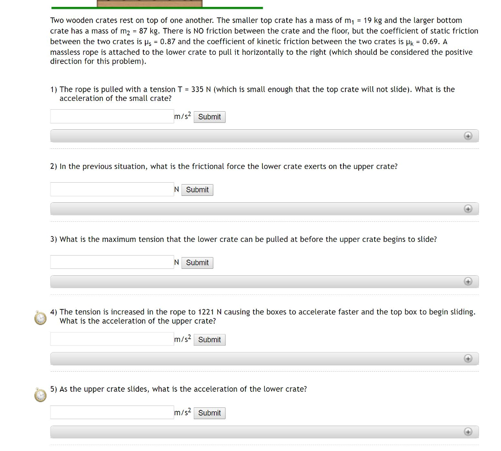 Solved Two wooden crates rest on top of one another. The