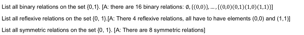 Solved List All Binary Relations On The Set {0,1). [A: There | Chegg.com