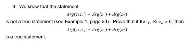 Solved We know that the statement Arg(z1z2) = Arg(z1) + | Chegg.com