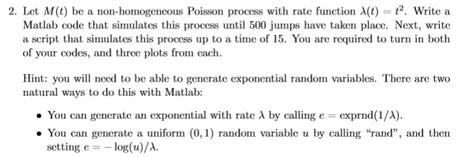 2. Let M(t) be a non-homogeneous Poisson process with | Chegg.com