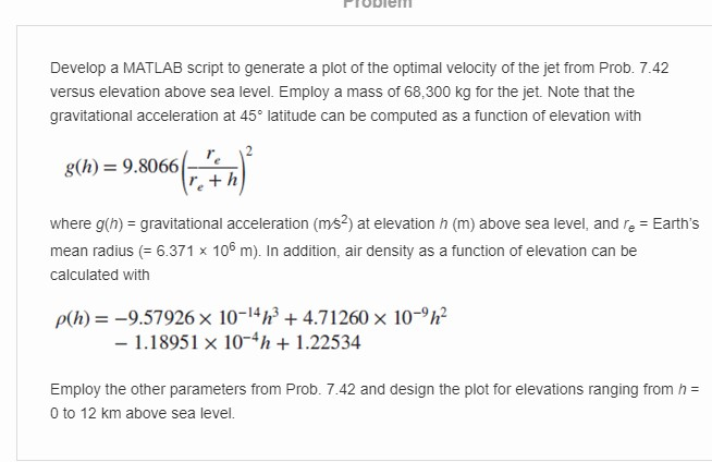 Develop a MATLAB script to generate a plot of the | Chegg.com