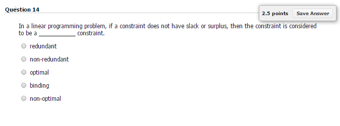 Solved In a linear programming problem, if a constraint does | Chegg.com