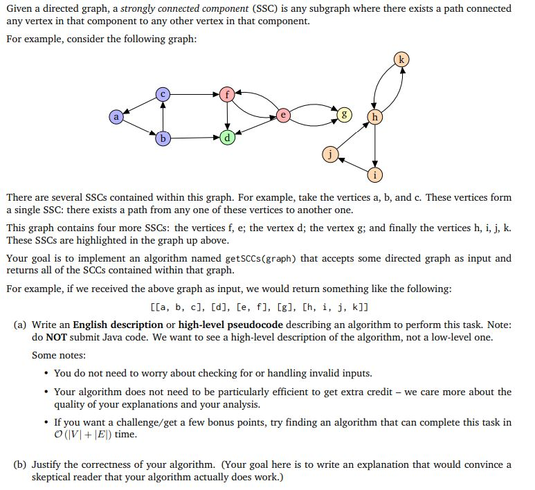 Given A Directed Graph, A Strongly Connected | Chegg.com