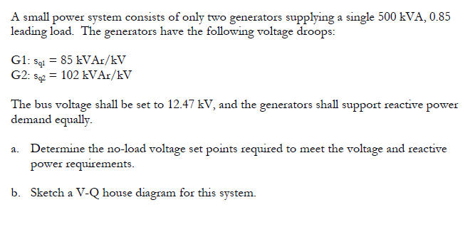 Solved A small power system consists of only two generators | Chegg.com