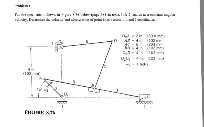 Solved Problem 1 For the mechanism shown in Figure 8.76 | Chegg.com