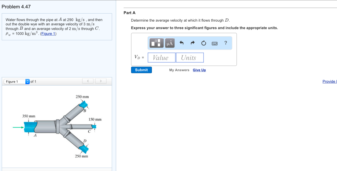 Solved Problem 4.47 water flows through the pipe at A at 290 | Chegg.com